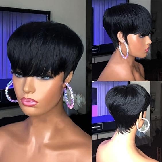 Flandi Pixie Cut Wig — Glueless Layered Human Hair, 1B Black